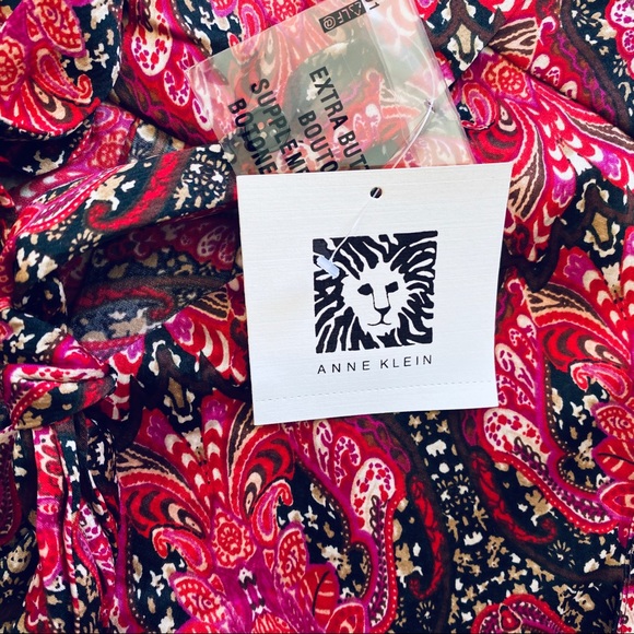 Anne Klein Printed Tie-Neck Top Sleeveless Blouse - Picture 6 of 6